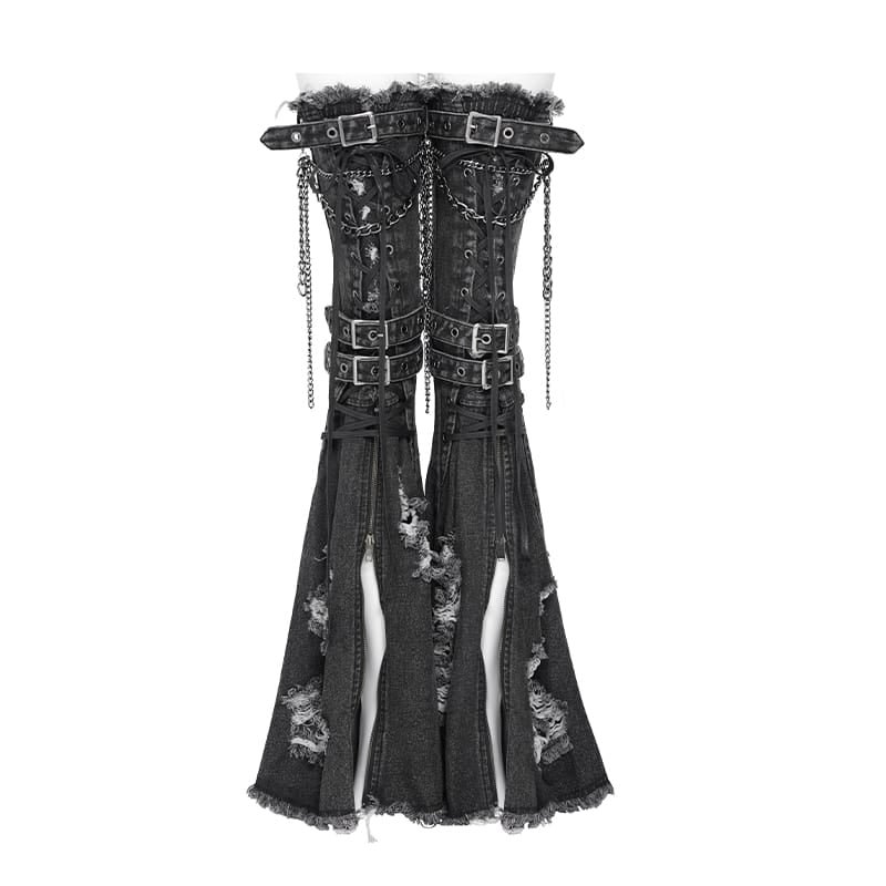 Frayed Raw Edge Ripped Flared Leg Warmers / レッグウォーマー