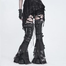 画像2: Frayed Raw Edge Ripped Flared Leg Warmers / レッグウォーマー【Devil Fashion】 (2)