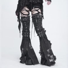 画像1: Frayed Raw Edge Ripped Flared Leg Warmers / レッグウォーマー【Devil Fashion】 (1)