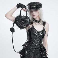 画像3: Black Heart with Pentacle and Spikes Handbag / ハンドバッグ【Devil Fashion】 (3)
