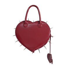 画像6: Red Heart with Pentacle and Spikes Handbag / ハンドバッグ【Devil Fashion】 (6)