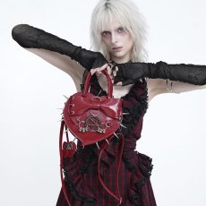 画像1: Red Heart with Pentacle and Spikes Handbag / ハンドバッグ【Devil Fashion】 (1)