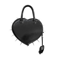 画像7: Black Heart with Pentacle and Spikes Handbag / ハンドバッグ【Devil Fashion】 (7)