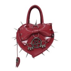 画像5: Red Heart with Pentacle and Spikes Handbag / ハンドバッグ【Devil Fashion】 (5)