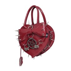画像7: Red Heart with Pentacle and Spikes Handbag / ハンドバッグ【Devil Fashion】 (7)