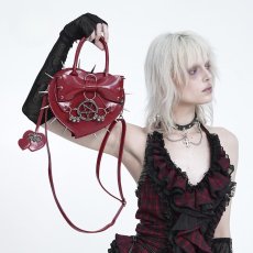 画像3: Red Heart with Pentacle and Spikes Handbag / ハンドバッグ【Devil Fashion】 (3)