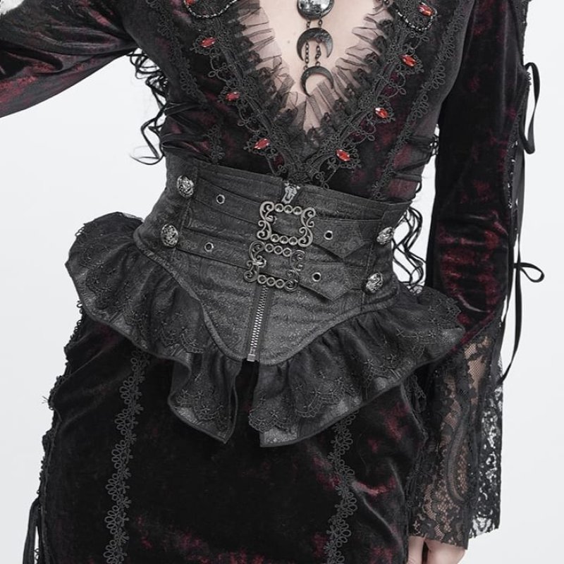 Ruffled Buckle Straps Lace-up Girdle / コルセットベルト【Devil