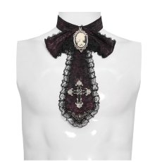 画像2: Red Glossy pleated Gothic collar and bow tie / ジャボタイ (2)