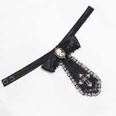 画像9: Black / Glossy pleated Gothic collar and bow tie / ジャボタイ (9)