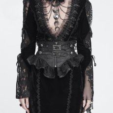 画像2: Ruffled Buckle Straps Lace-up Girdle / コルセットベルト【Devil Fashion】 (2)