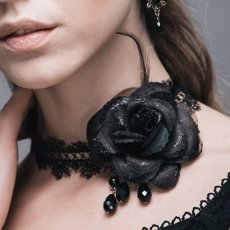 画像2: rose beaded sexy women hollow out lace necklace / ネックレス【Devil Fashion】 (2)