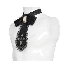 画像7: Black / Glossy pleated Gothic collar and bow tie / ジャボタイ (7)