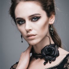 画像1: rose beaded sexy women hollow out lace necklace / ネックレス【Devil Fashion】 (1)