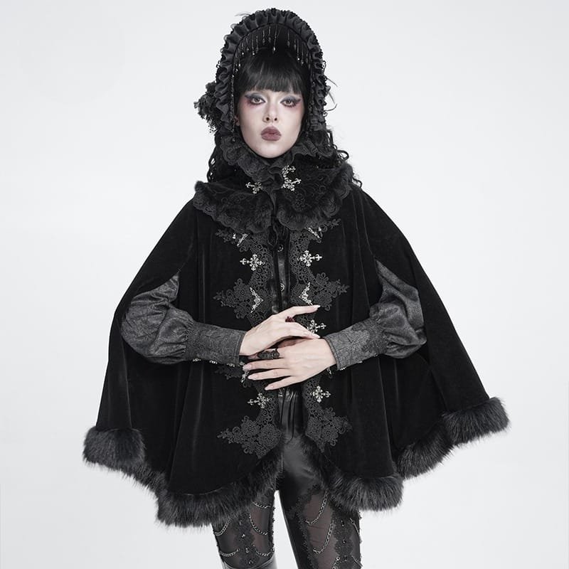 Cross Lace-Trimmed Velvet Neckwear / 付け襟【Devil Fashion