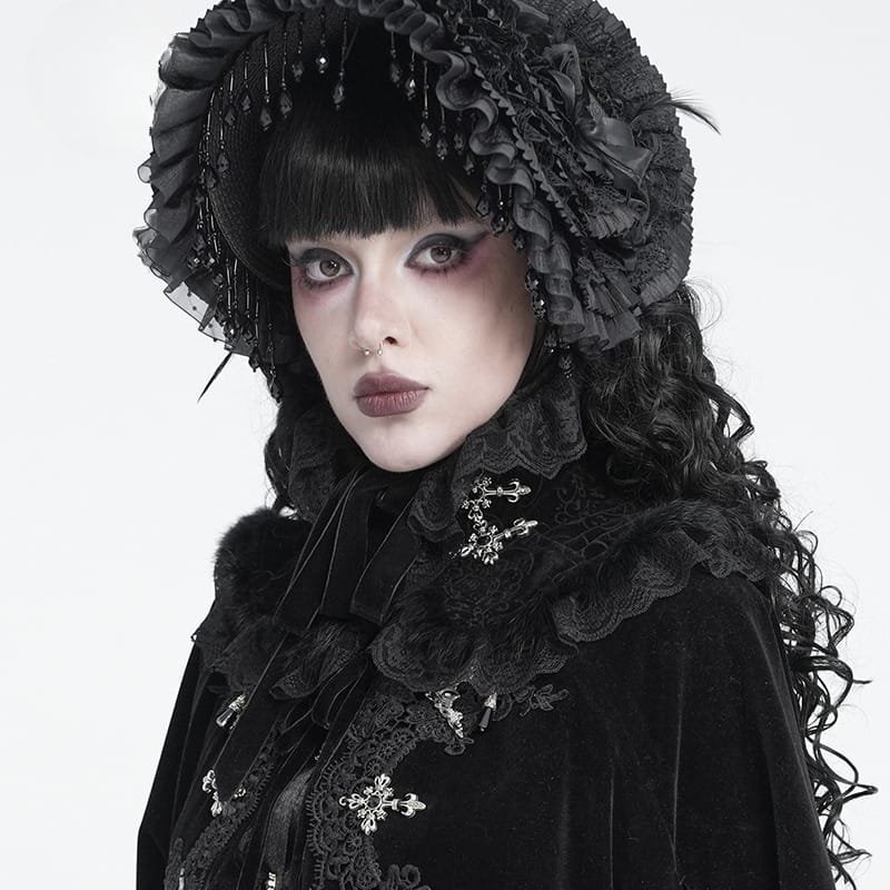 Cross Lace-Trimmed Velvet Neckwear / 付け襟【Devil Fashion