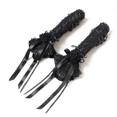 画像5: Rose Bowknot Lace-up Arm Sleeves Black / アームカバー【Devil Fashion】 (5)