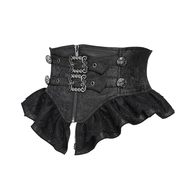 Ruffled Buckle Straps Lace-up Girdle / コルセットベルト【Devil