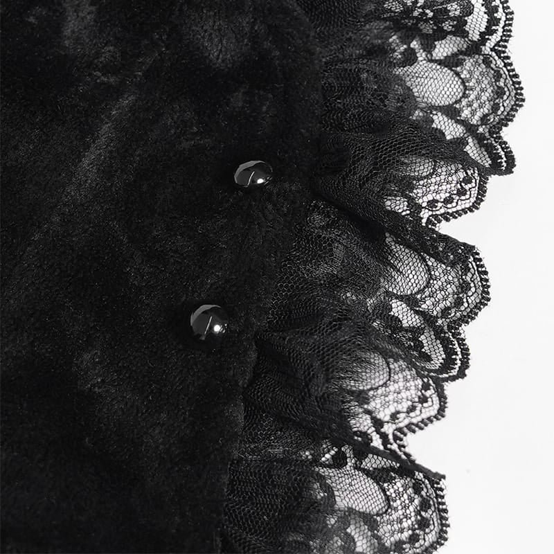 Cross Lace-Trimmed Velvet Neckwear / 付け襟【Devil Fashion