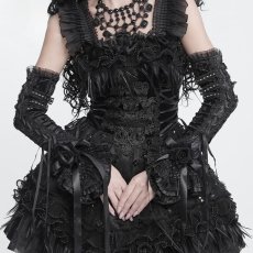 画像1: Rose Bowknot Lace-up Arm Sleeves Black / アームカバー【Devil Fashion】 (1)