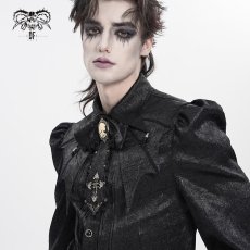 画像6: Black / Glossy pleated Gothic collar and bow tie / ジャボタイ (6)