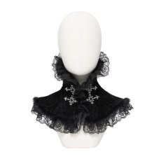 画像1: Cross Lace-Trimmed Velvet Neckwear / 付け襟【Devil Fashion】 (1)