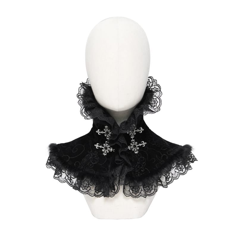 Cross Lace-Trimmed Velvet Neckwear / 付け襟【Devil Fashion