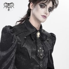 画像5: Black / Glossy pleated Gothic collar and bow tie / ジャボタイ (5)