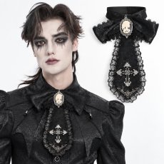 画像1: Black / Glossy pleated Gothic collar and bow tie / ジャボタイ (1)