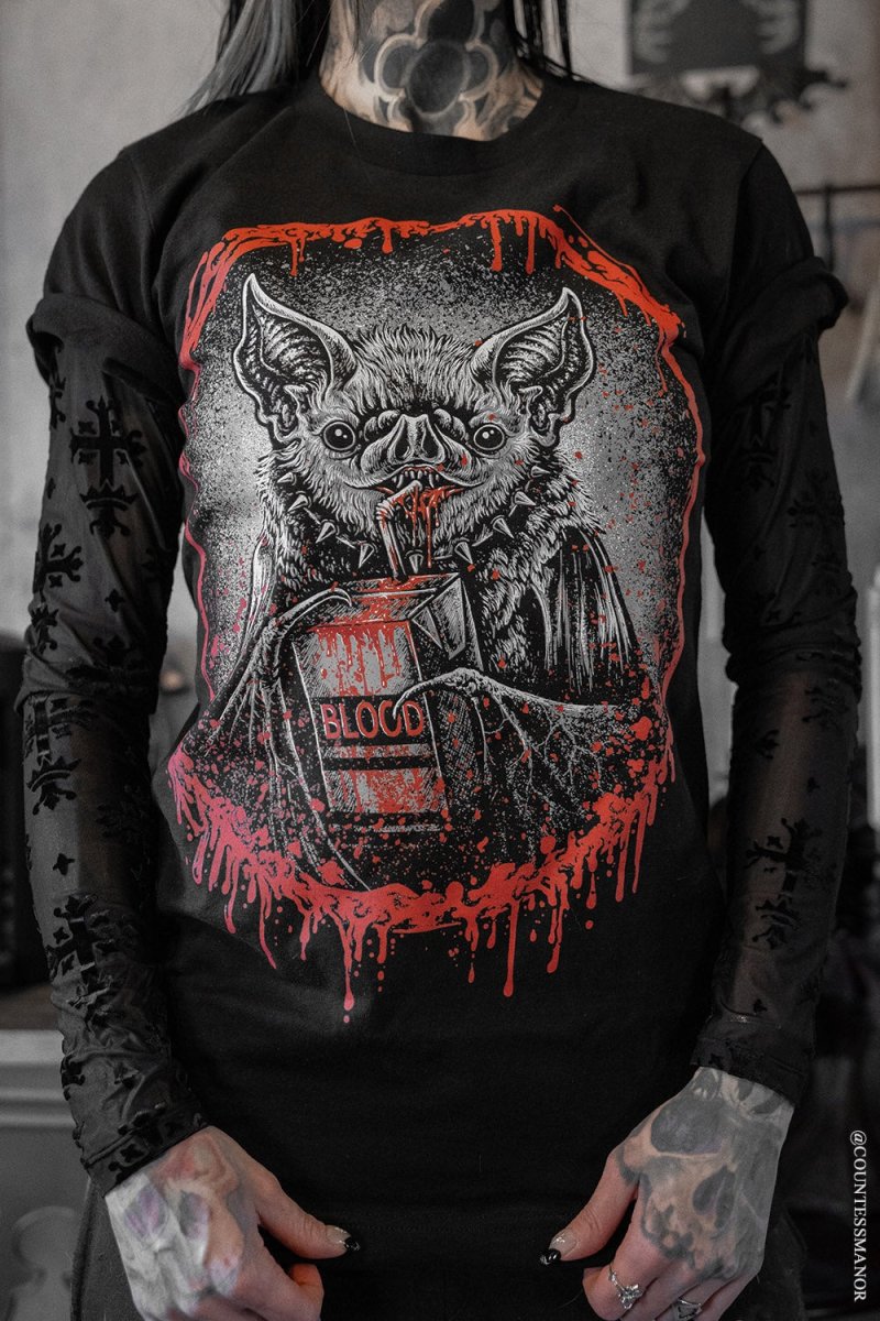 画像1: Bat Blood Snack Time / Ｔシャツ【VampireFreaks】 (1)