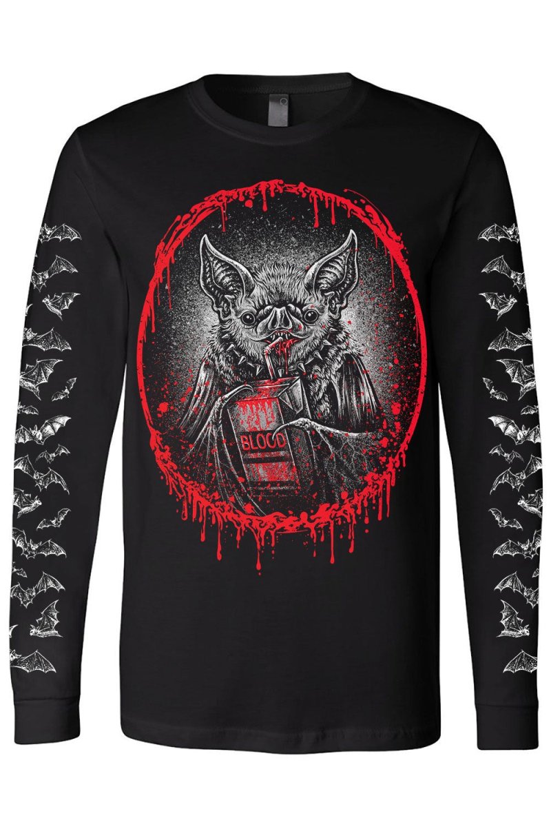 画像1: Bat Blood Snack Time / ロングスリーブＴシャツ【VampireFreaks】 (1)