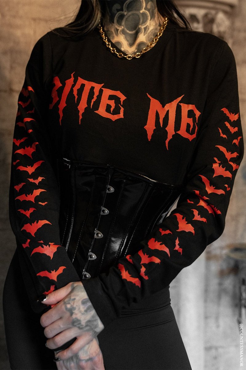 画像1: Bite Me / ロングスリーブＴシャツ【VampireFreaks】 (1)