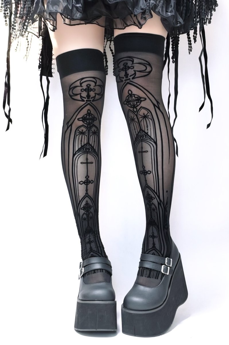 画像1: Gothic Cathedral / ニーハイストッキング【VampireFreaks】 (1)