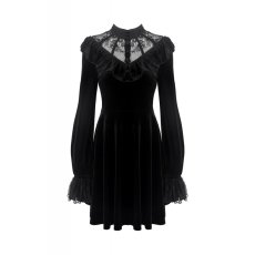 画像2: Gothic Lolita Lace V Neck Velvet Dress  / ワンピース【DARK IN LOVE】 (2)