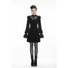 画像6: Gothic Lolita Lace V Neck Velvet Dress  / ワンピース【DARK IN LOVE】 (6)