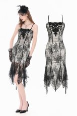 画像1: Two-Tone Lace Patchwork Dress / 灰薔薇の残影 / ワンピース【DARK IN LOVE】 (1)
