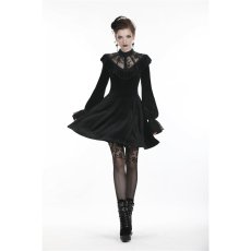 画像5: Gothic Lolita Lace V Neck Velvet Dress  / ワンピース【DARK IN LOVE】 (5)