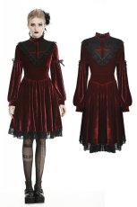画像1: Gothic Ghost Blood Cross Velvet Dress / RED / ワンピース【DARK IN LOVE】 (1)
