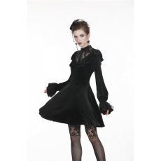 画像8: Gothic Lolita Lace V Neck Velvet Dress  / ワンピース【DARK IN LOVE】 (8)