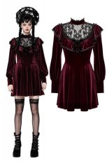 画像1: Dark Red Velvet Gothic Doll Dress / ワンピース【DARK IN LOVE】 (1)
