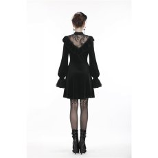 画像10: Gothic Lolita Lace V Neck Velvet Dress  / ワンピース【DARK IN LOVE】 (10)