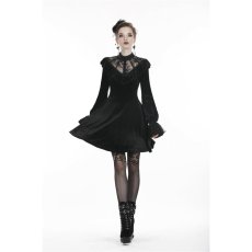 画像4: Gothic Lolita Lace V Neck Velvet Dress  / ワンピース【DARK IN LOVE】 (4)
