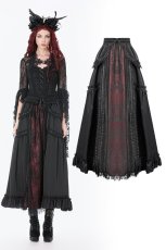 画像1: Gothic Crimson-Shadow Lace Maxi Skirt / スカート【DARK IN LOVE】 (1)