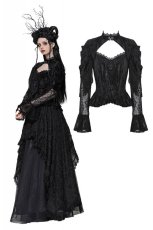 画像1: Dark rose embossed velvet lace sleeves top / トップス【DARK IN LOVE】 (1)