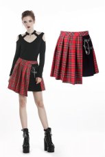 画像1: Grid irregular hem skirt / RED / スカート【DARK IN LOVE】 (1)