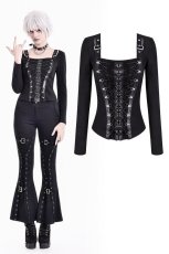 画像1: Punk Square Neck Top with Buckled Straps / トップス【DARK IN LOVE】 (1)