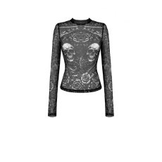 画像2: Skull and Floral Vine Mesh Sheer Top / トップス【DARK IN LOVE】 (2)