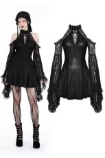 画像1: Sexy shoulder bell lace sleeves dress / ワンピース【DARK IN LOVE】 (1)