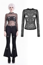 画像1: Skull and Floral Vine Mesh Sheer Top / トップス【DARK IN LOVE】 (1)