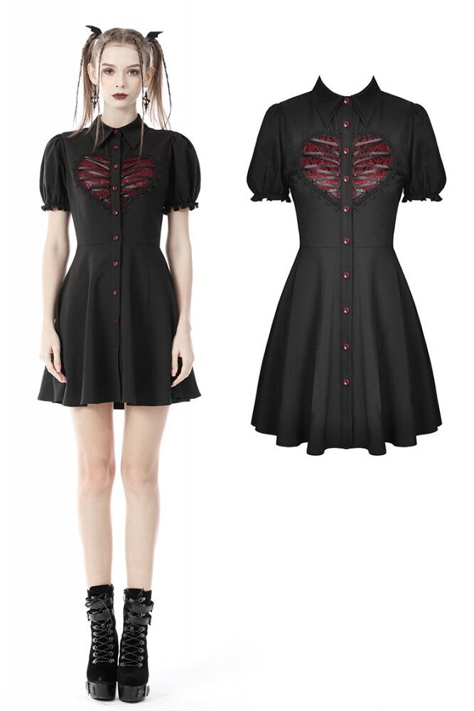 Gothic rope red heart button dress / ワンピース【DARK IN LOVE 