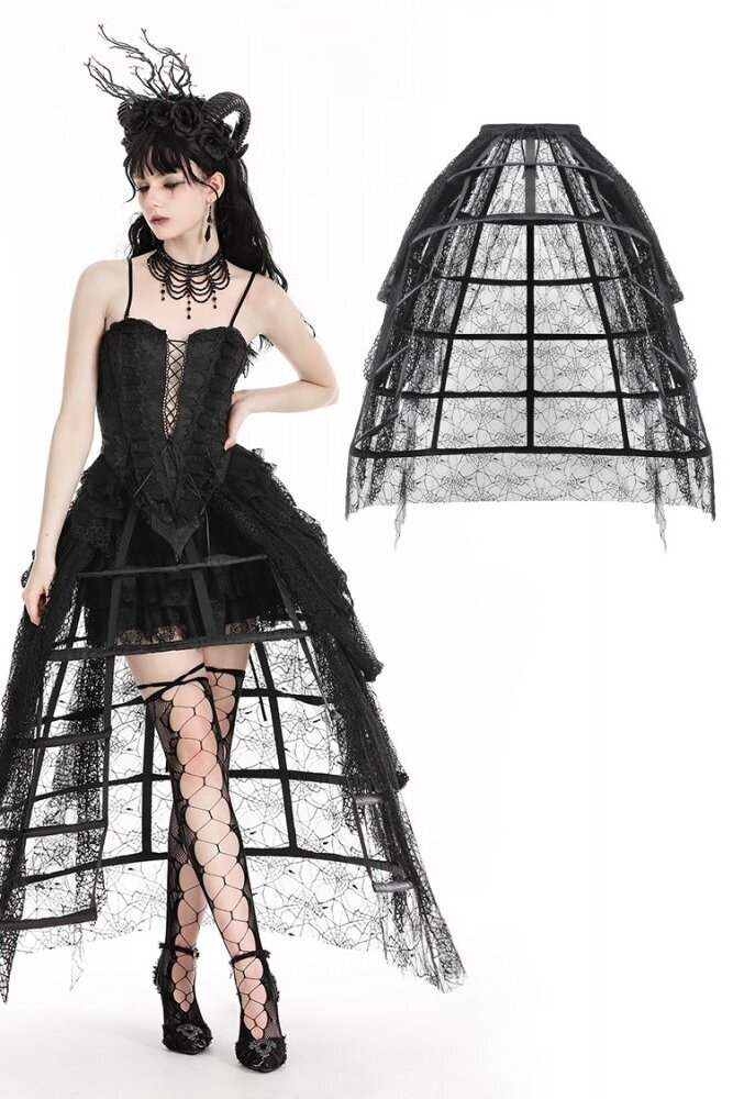 Rococo style spiderweb tattered birdcage petticoat